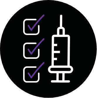 Icon of a syringe and checklist with marks