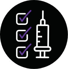 Icon of a syringe and checklist with marks